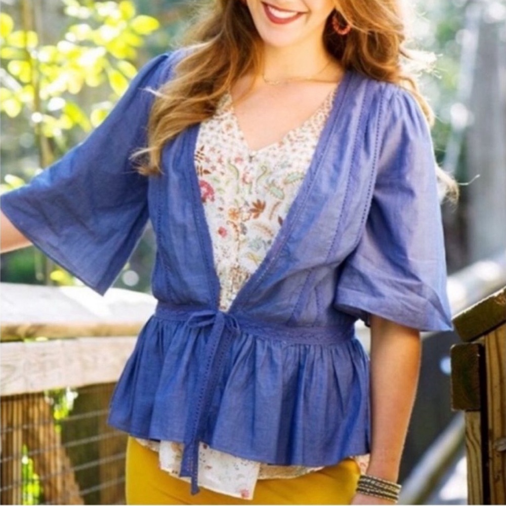 NWT Matilda Jane Hour by Hour Chambray Cardigan Jacket Denim Light Jean | Large